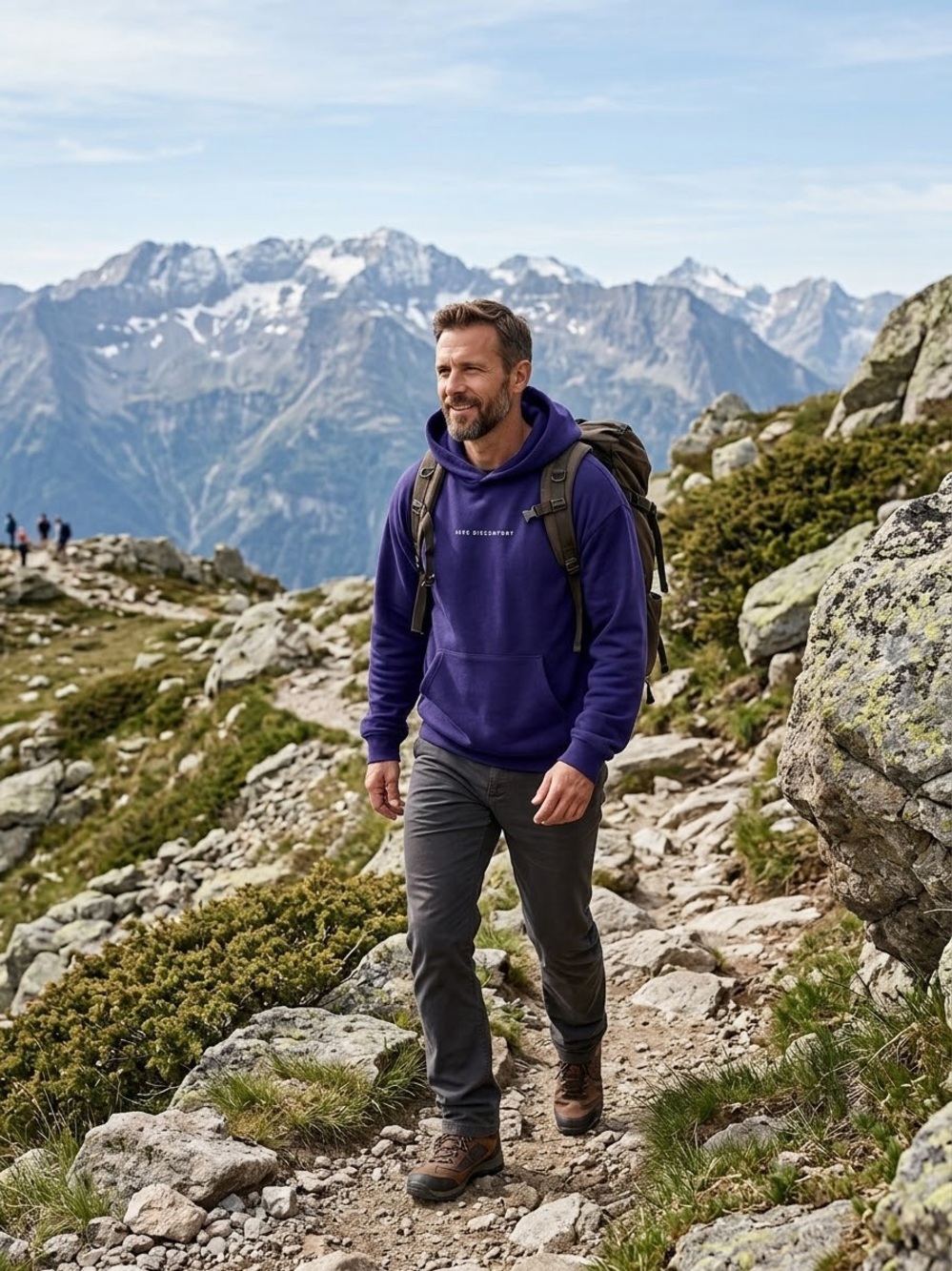 Organic Cotton Seek Discomfort Men's Deep Purple Hoodie Sweatshirt.